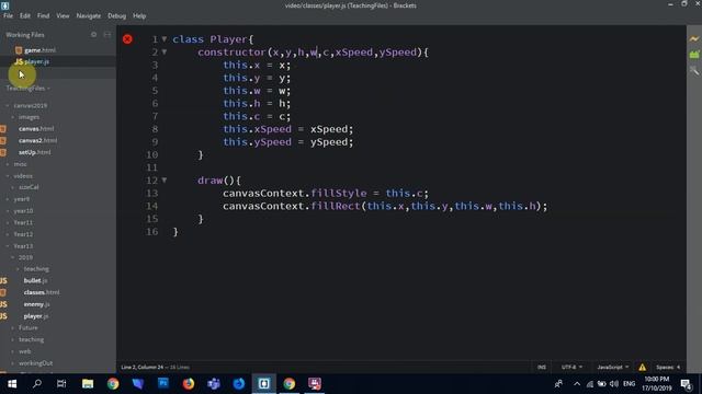 JavaScript Canvas classes simple player and movement смотреть онлайн