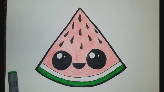 как нарисовать арбуз, шаг за шагом, Рисунки для детей, поэтапно смотреть онлайн