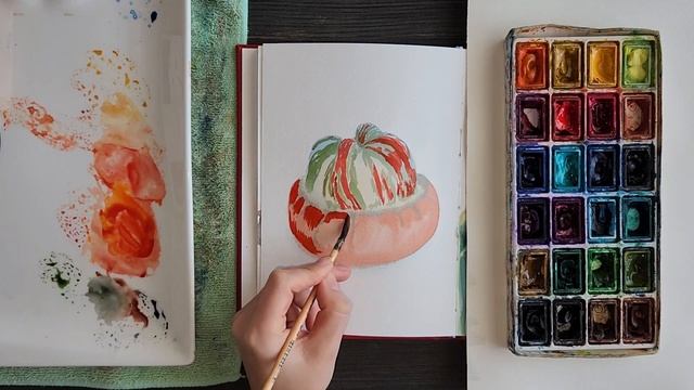 Painting a Pumpkin in Watercolor Tutorial|Tutorial for beginners| Как нарисовать тыкву акварелью смотреть онлайн