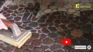Душевой поддон своими руками из гальки. Укладка и затирка