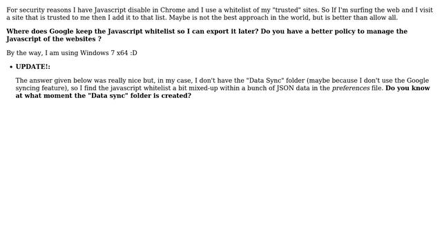 How can I export the javascript whitelist from Google Chrome? смотреть онлайн
