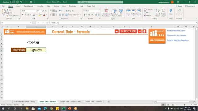 CURRENT DATE AND TIME - KANNADA | ADVANCED EXCEL TIPS AND TRICKS смотреть онлайн