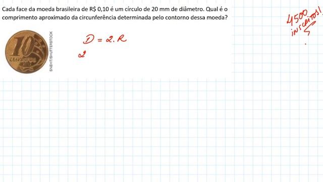 Cada face da moeda brasileira de R$ 0,10 é um círculo de 20 mm de diâmetro. Qual é o comprimento... смотреть онлайн