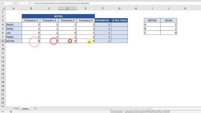 Promediar y Sumar letras en Excel (Funciones Anidadas) - Dostin Hurtado смотреть онлайн