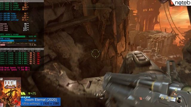 DOOM: Eternal - HP Omen 15 (2020) benchmark gameplay | GTX 1660 Ti + i7-10750H | смотреть онлайн