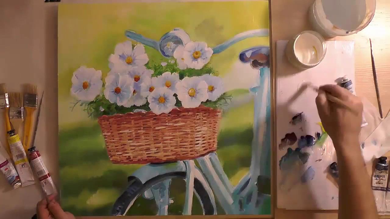 Рисуем акриловыми красками. Нежный букет. смотреть онлайн