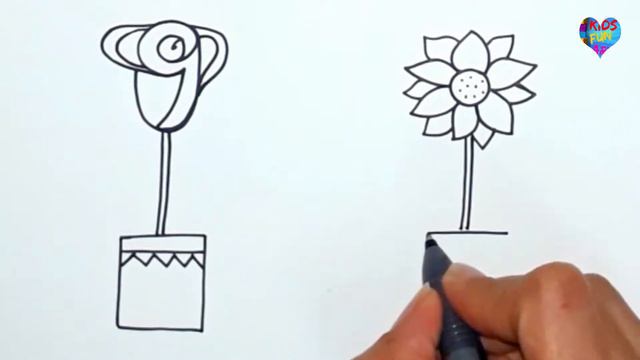 How to Draw Flower Pot Easy Way | Six Different Flower Pots смотреть онлайн