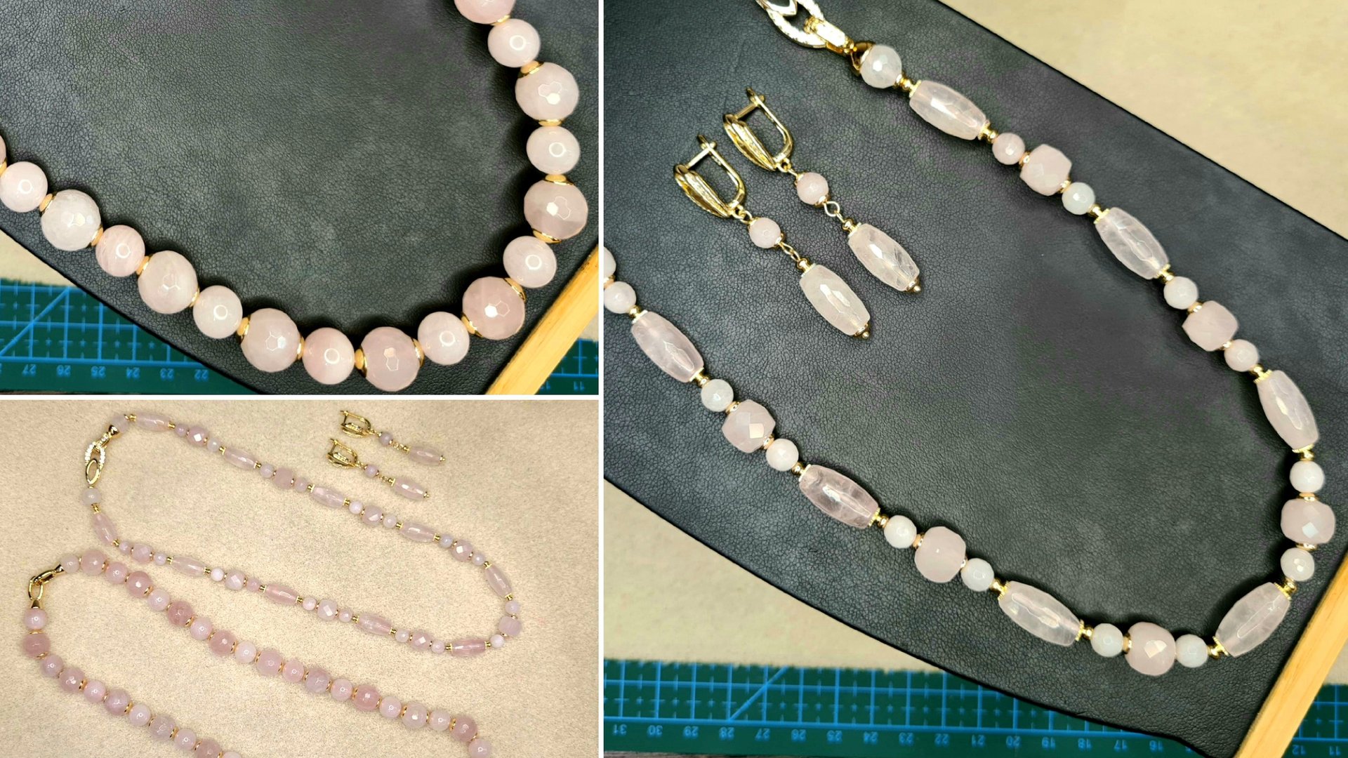 Украшения из ассорти розового кварца своими руками. Как прикрепить замок. смотреть онлайн