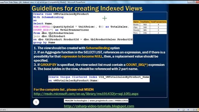 Indexed views in sql server Part 41 смотреть онлайн