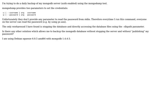 Using mongodump with an auth enabled mongodb server смотреть онлайн