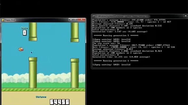 neat-python to solve random flappybird. смотреть онлайн