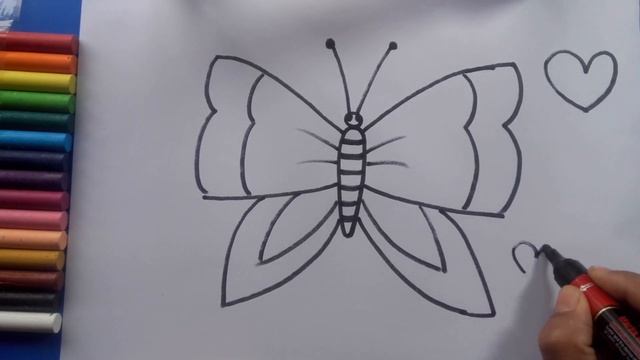 Easy Butterfly Drawing For Kids, Art For Class 1, Art For Class 2, Art For Class 3, Art For Class 4