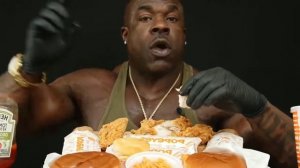 Черный качок ест бургеры и курицу Муд Мем тиктока