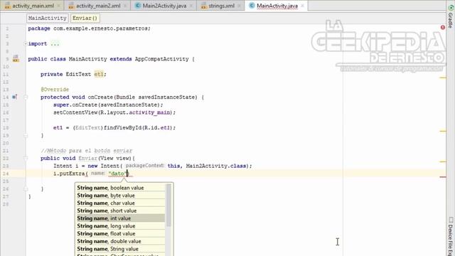 Curso Android desde cero #24 | Cómo pasar datos o parámetros de una Activity a otra смотреть онлайн