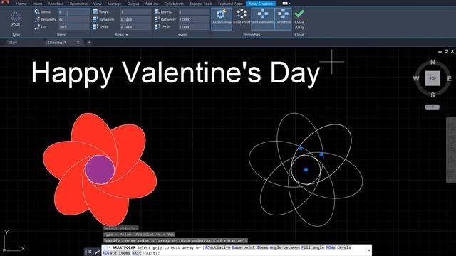 Happy Valentine's Day! --Simple flower by AutoCAD 2021 смотреть онлайн