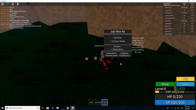 Roblox Jojo blox hack script GUI auto farm/ tp arrow/ tp stone mask! смотреть онлайн