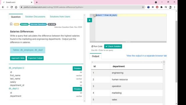 Salaries Differences SQL Interview Question смотреть онлайн