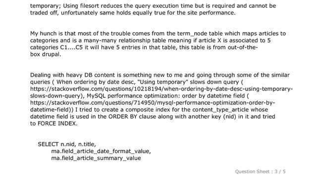 MySQL : Unable to optimize MySQL query which uses a ORDER BY clause смотреть онлайн