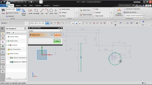 NX CAD Sketch Beginners Tutorial#4 | How to create Polygon | Point | Studio Spline | Conic. смотреть онлайн