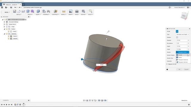 Autodesk Fusion 360 накатка Болт на 12 смотреть онлайн