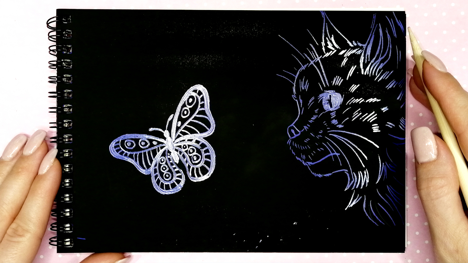 Рисуем ДЕРЕВЯННОЙ ПАЛОЧКОЙ В СКРЕТЧ БЛОКНОТЕ/ГРАВЮРА КОШКА/1265/Draw WITH A STICK IN A SCRATCH PAD смотреть онлайн