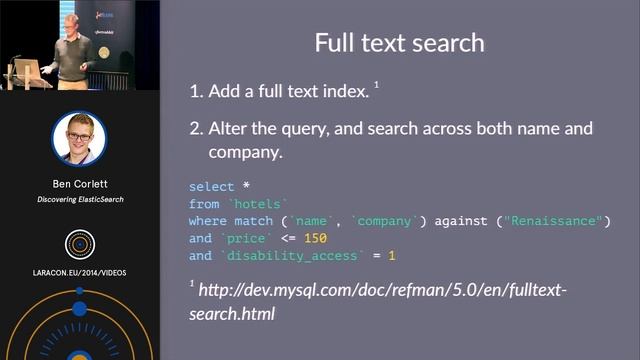 Ben Corlett - Discovering ElasticSearch at Laracon EU 2014 смотреть онлайн