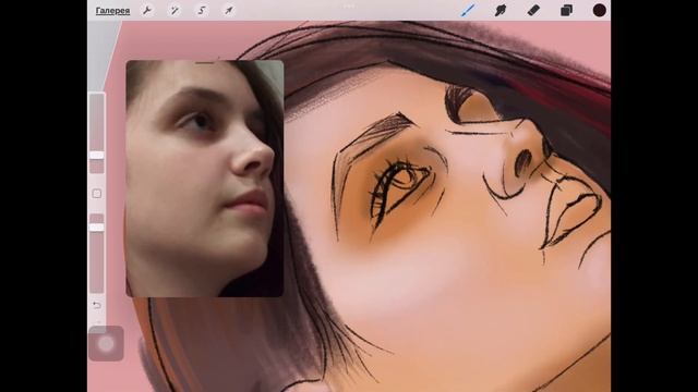 Как нарисовать портрет по фотографии на iPad в программе #procreate by #TanyaArt смотреть онлайн