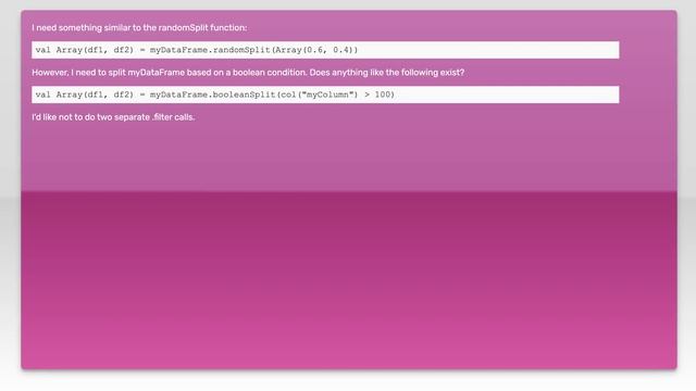 Split Spark DataFrame based on condition смотреть онлайн