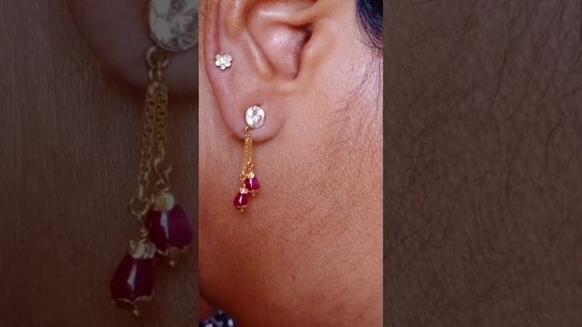 latest ruby beads hangings one pair studded with cz, #viral #shorts смотреть онлайн