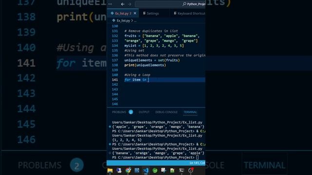 Remove Duplicate Elements in List || Using set || Using loops || Python смотреть онлайн