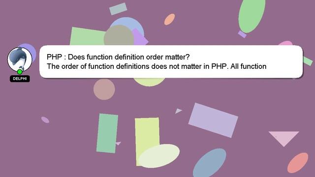 PHP : Does function definition order matter? смотреть онлайн
