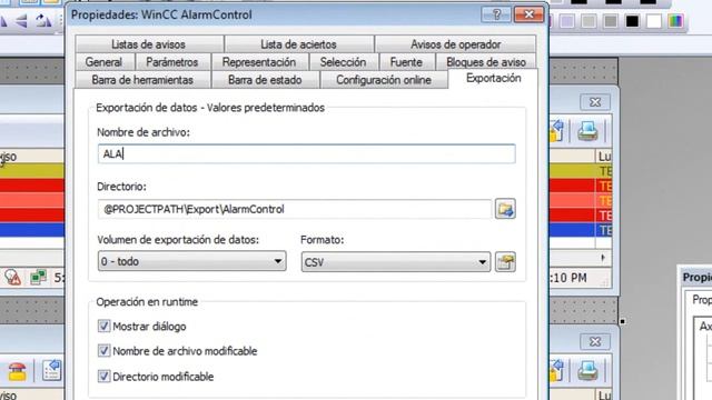 WinCC Alarm Control - Export To Excel - Filtering Alarm | Exportar A Excel - Filtrar Alarmas