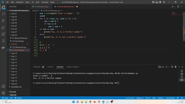 Palindrome number in Python | Perfect number in Python | Python Interview Questions | 09 смотреть онлайн