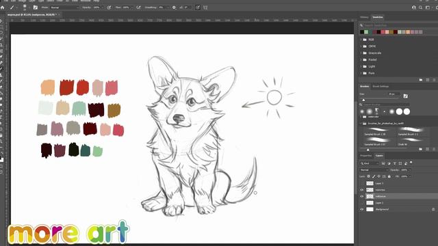 Рисуем собаку корги в Photoshop / Курс «Рисование в Photoshop для начинающих» от more-art.ru смотреть онлайн