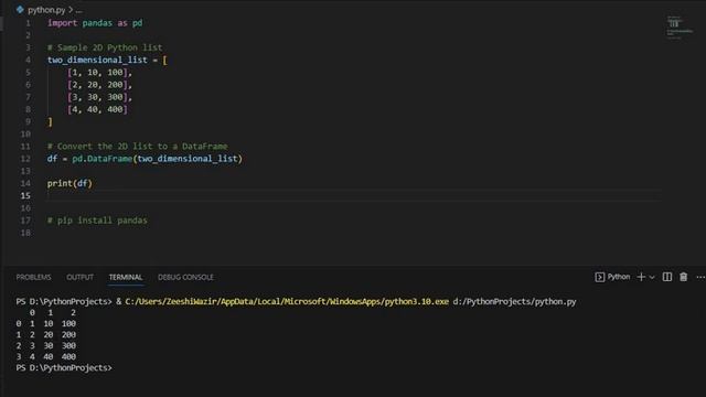 How to Convert Python 2D List to Dataframe with Column Names | Python Tutorial смотреть онлайн