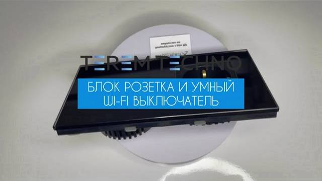 Розетка и умный WiFi выключатель Terem Techno одиночный с Алисой стеклянный черный VK-1-ROZ-чер смотреть онлайн