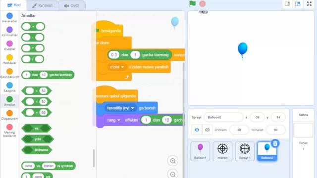 SCRATCH Dasturida Shar Yaratish