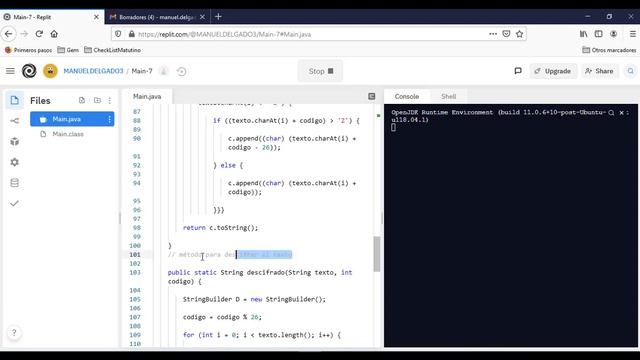 Programa Cifrado. Java en Replit смотреть онлайн