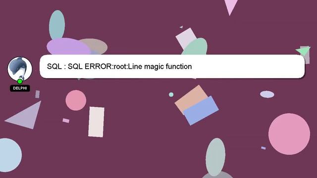 SQL : SQL ERROR:root:Line magic function смотреть онлайн