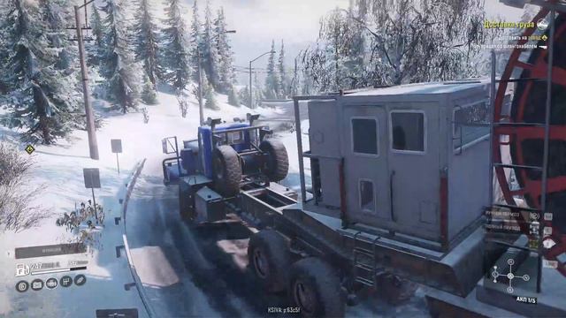 SnowRunner. Мир Аляска. Карта Залив Педро. Карта Горная река. Кабельный полуприцеп. смотреть онлайн