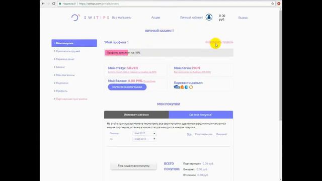 Обзор личного кабинета Switips