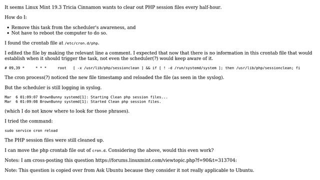 Unix & Linux: How to remove cron task that deletes PHP sessions? смотреть онлайн