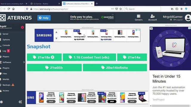 how to downoad minecraft snapshot in aternos смотреть онлайн