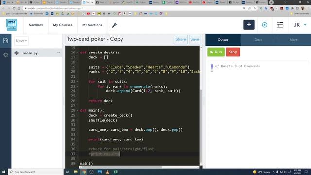 Python objects: Two-card poker смотреть онлайн