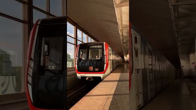 Электропоезд 81-765/766/767 «Москва-2019» прибывает на станцию метро «Воробьёвы Горы» смотреть онлайн