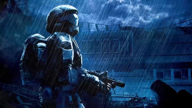 Halo 3 ODST Sad Theme Music 1 HOUR - Relaxing Animated Rain And Thunder Ambience