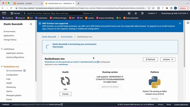 Lambda to terminate/rebuild AWS Elastic Beanstalk Environment смотреть онлайн