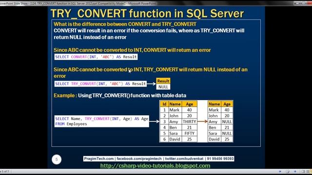TRY CONVERT function in SQL Server 2012 смотреть онлайн