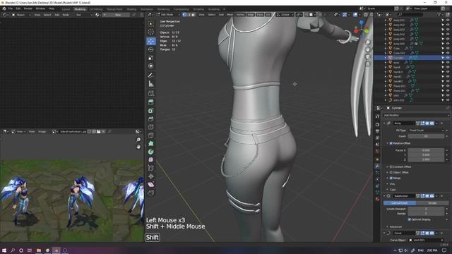 Blender 2.9: Simple Anime Hand Painting (Shirt Outfit Kai'sa K/DA All Out) WIP #12 смотреть онлайн