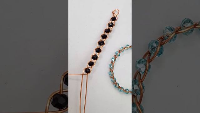 3-Strand Braid bracelet from copper wire and small crystal | full video ? смотреть онлайн